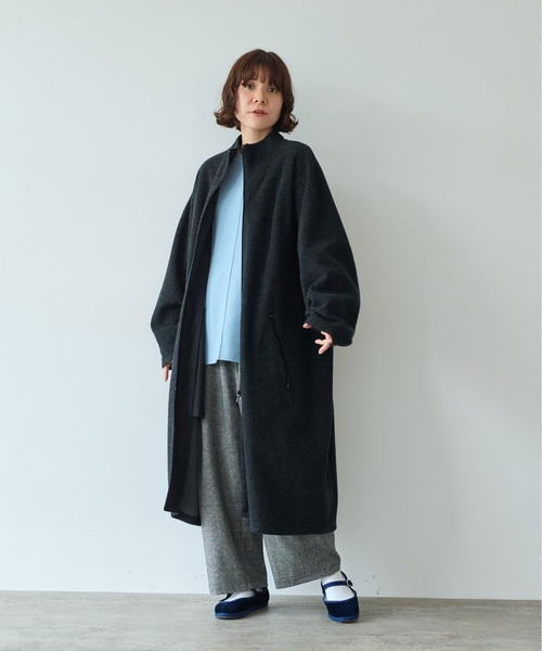 yuni コート アウター コットンウールカシミアボア コクーンコート