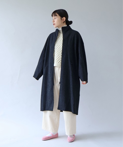 yuni コート アウター コットンウールカシミアボア コクーンコート