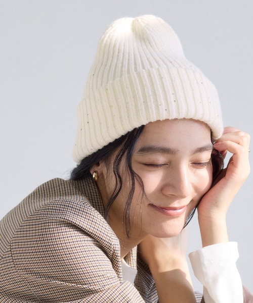 VIS（ビス） ニット帽 ニットキャップ スパンコールラメニット帽