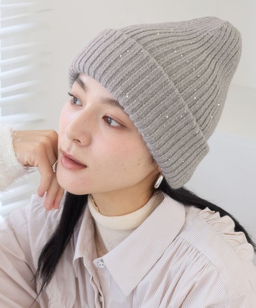 VIS（ビス） ニット帽 ニットキャップ スパンコールラメニット帽