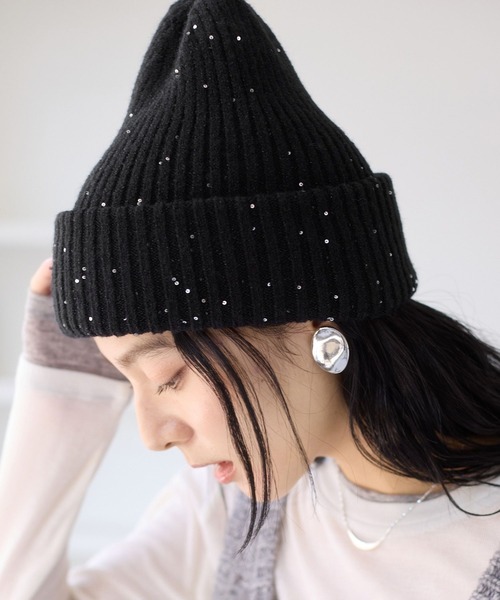 VIS（ビス） ニット帽 ニットキャップ スパンコールラメニット帽