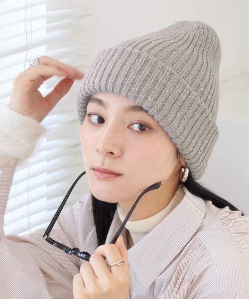 VIS（ビス） ニット帽 ニットキャップ スパンコールラメニット帽
