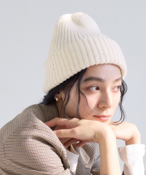 VIS（ビス） ニット帽 ニットキャップ スパンコールラメニット帽