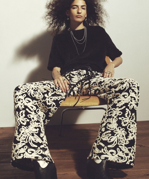 ROSE BUD（ローズバッド） パンツ (mag.byc)EMBROIDERY MESH PANTS