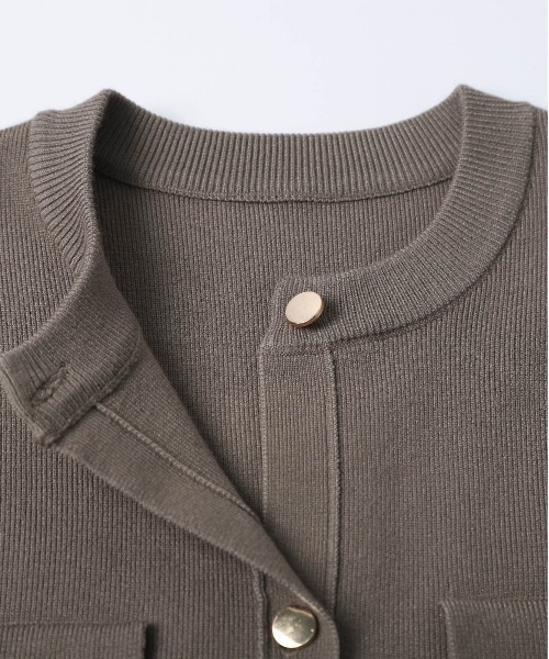 カーディガン ゴールドボタンショートニットカーディガン レディース