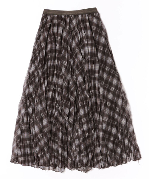 Anely スカート チェック柄 しわ プリーツ マキシ スカート : ZOZOTOWN