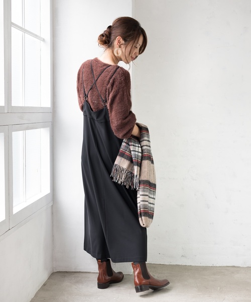 「TIENS ecoute」 サロペットスカート MEDIUM ブラック レディース_画像7