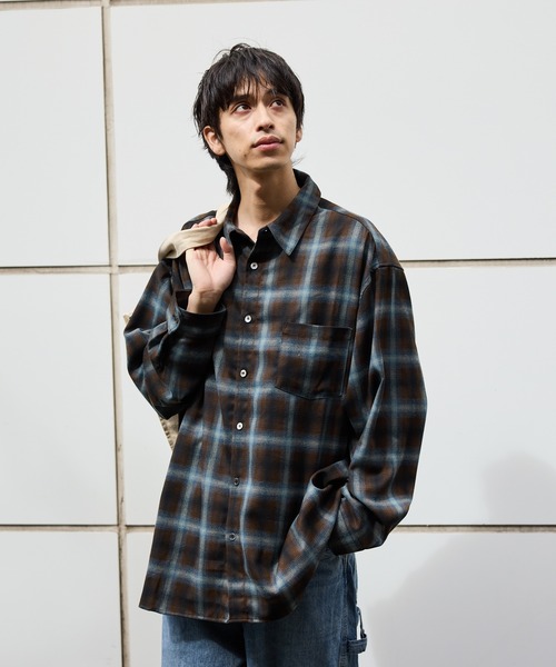 RATS コットン オンブレ チェック シャツ 茶×黒 L RATS コットン オンブレ チェック シャツ 茶×黒 L COTTON RAYON CHECK