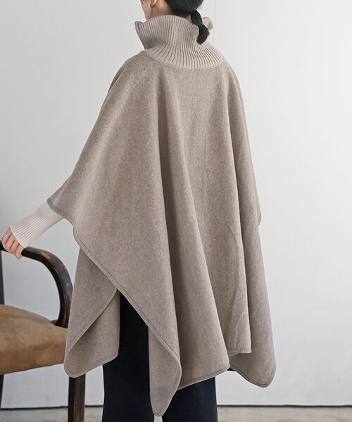 r・p・s ポンチョ フロントZIP起毛ポンチョコート レディース