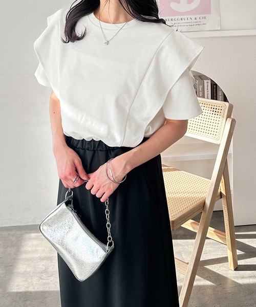 「GeeRA」 半袖ワンピース MEDIUM ホワイト×ブラック レディース_画像4