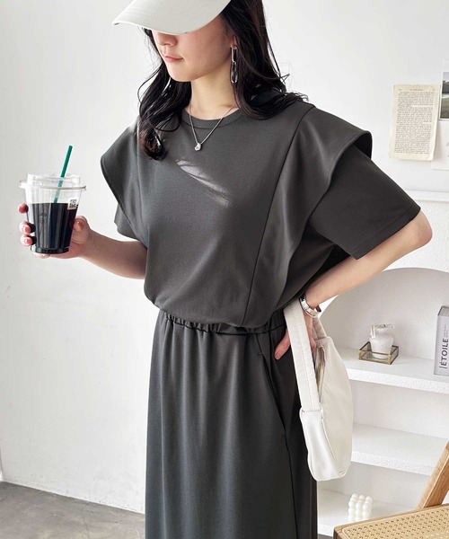 「GeeRA」 半袖ワンピース MEDIUM ホワイト×ブラック レディース_画像6