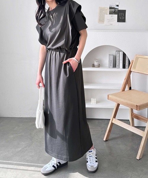 「GeeRA」 半袖ワンピース MEDIUM ホワイト×ブラック レディース_画像8