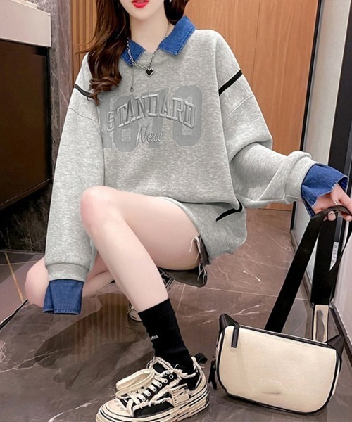 「Miniministore」 スウェットカットソー 2XL グレー レディース_画像6
