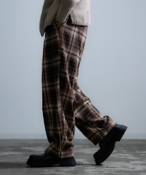 improves（インプローブス） スラックス チェック ワイドパンツ メンズ