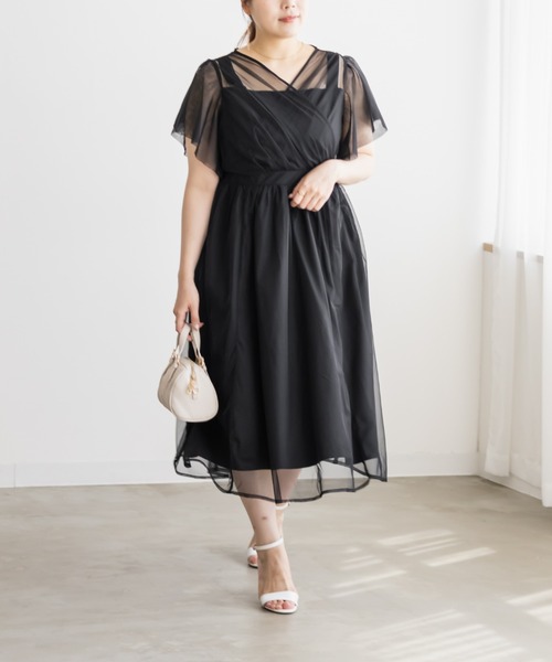 「CLETTE」 半袖ワンピース 4L ブラック レディース_画像7