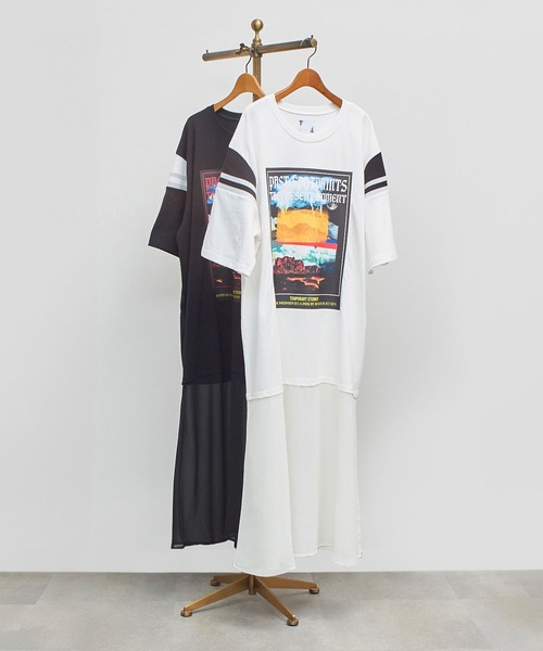 「OKIRAKU」 7分袖ワンピース「ROSE BUDコラボ」 ONE SIZE ホワイト レディース_画像4