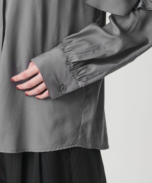 UNITED ARROWS ミニマルフリルシャツ 55SL グレー UNITED ARROWS ミニマルフリルシャツ 55SL グレー 【公式通販】