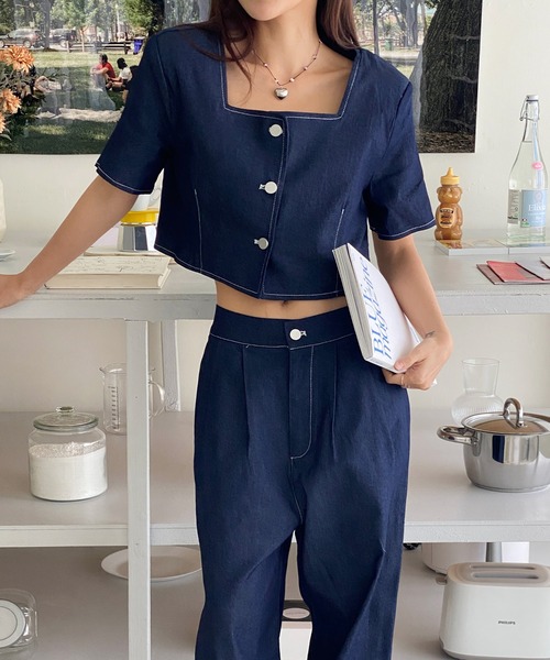 「by muni:r」 スキニーデニムパンツ FREE ブルー レディース_画像5