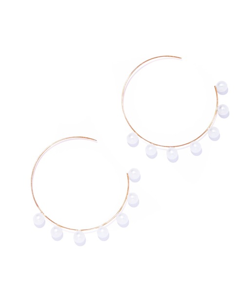 ピアス 「les bonbon」flotter pearl hoop pierce M/フロテ パール フープ ピアス M　両耳 レディースの画像