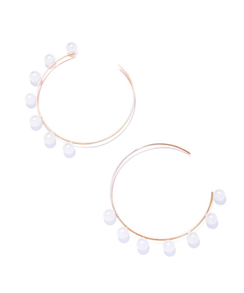 ピアス 「les bonbon」flotter pearl hoop pierce M/フロテ パール フープ ピアス M　両耳 レディースの画像