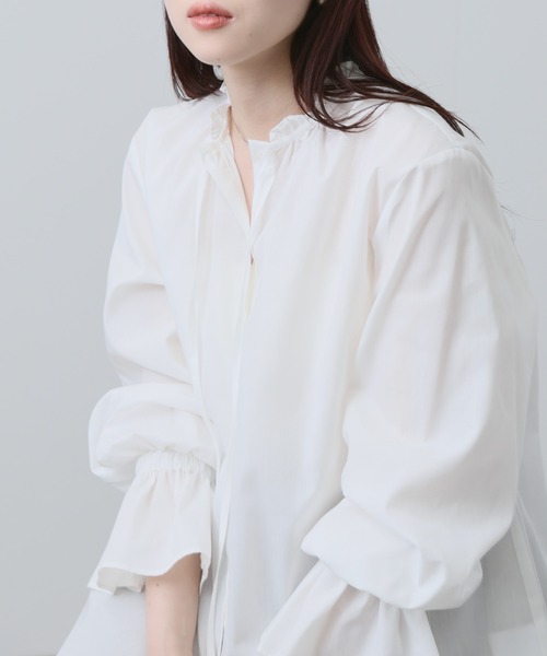NAVY ブラウス シャツ 袖フリルブラウス レディース : ZOZOTOWN Yahoo 