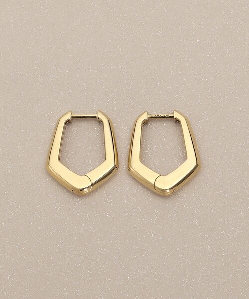 ピアス K10ペンタゴンシェイプ 中折れピアス レディースの画像