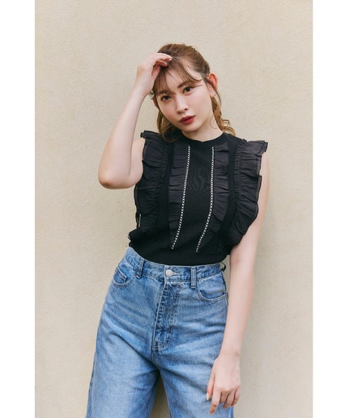 Her lip to ノースリーブニット M ブラック レディース : ZOZOTOWN herlipto トップスノースリーブニット