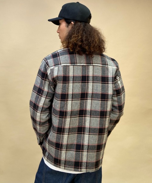 「VOLCOM」 長袖ポロシャツ S ホワイト×グレー メンズ_画像3