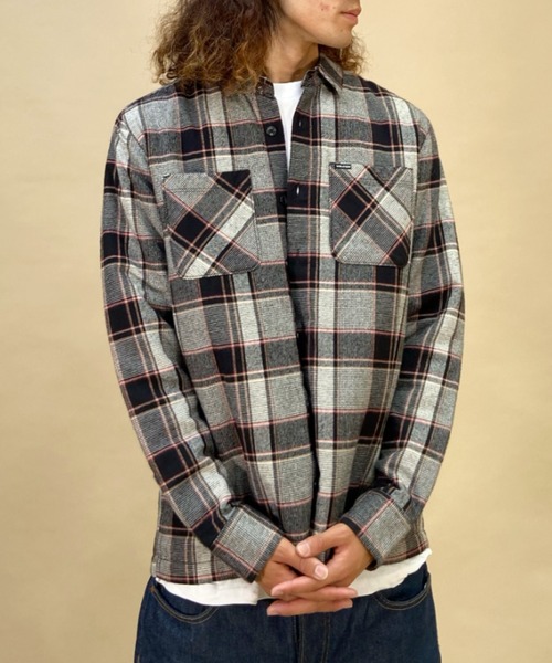 「VOLCOM」 長袖ポロシャツ S ホワイト×グレー メンズ_画像5