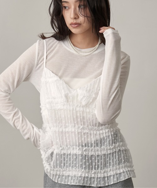 OFROOM tシャツ Dot Cami Sheer Shirt Set｜ドットキャミシアーシャツ