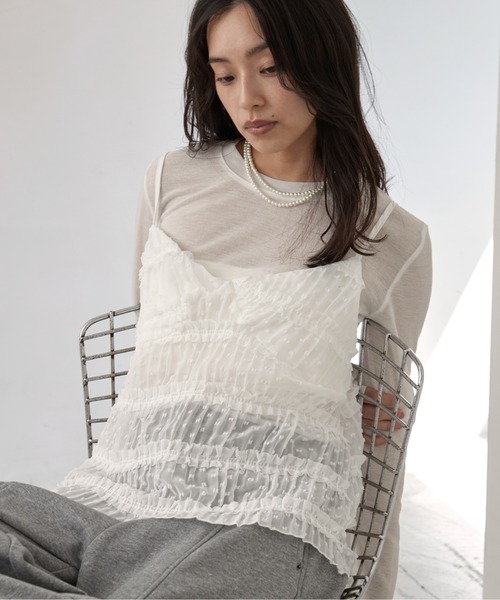 OFROOM tシャツ Dot Cami Sheer Shirt Set｜ドットキャミシアーシャツ