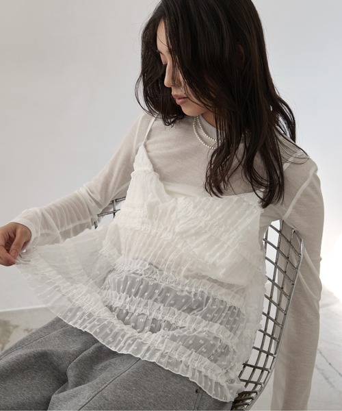 OFROOM tシャツ Dot Cami Sheer Shirt Set｜ドットキャミシアーシャツ