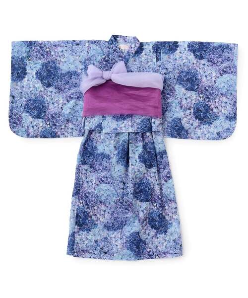 美品★メゾピアノ　浴衣　紫陽花柄　　150 mezzo piano 浴衣 紫陽花柄 浴衣「接触冷感・吸水速乾」 キッズ 子供