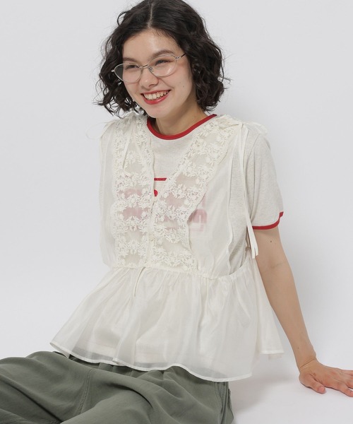 新品 Niko and… レース 2WAYベスト オフホワイト niko and…（ニコアンド） ベスト ジレ 夏 2WAYレースペプラムベスト