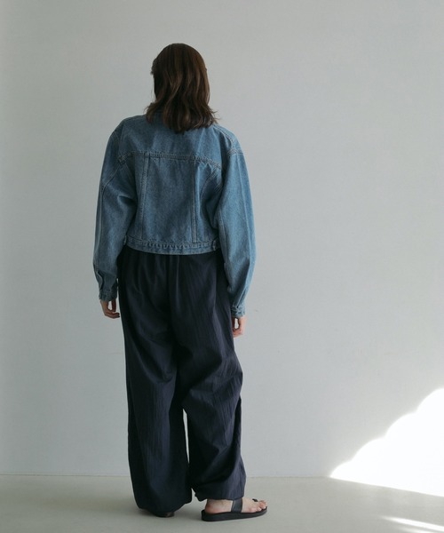 「anuke」 イージーパンツ 36inch ネイビー レディース_画像5