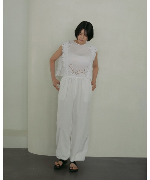 「anuke」 イージーパンツ 36inch ネイビー レディース_画像9