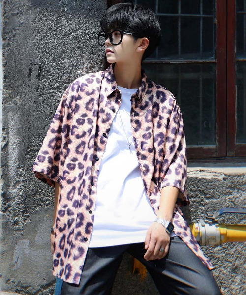 シャツ 「neos -addictive design-」ビッグシルエット レオパード  