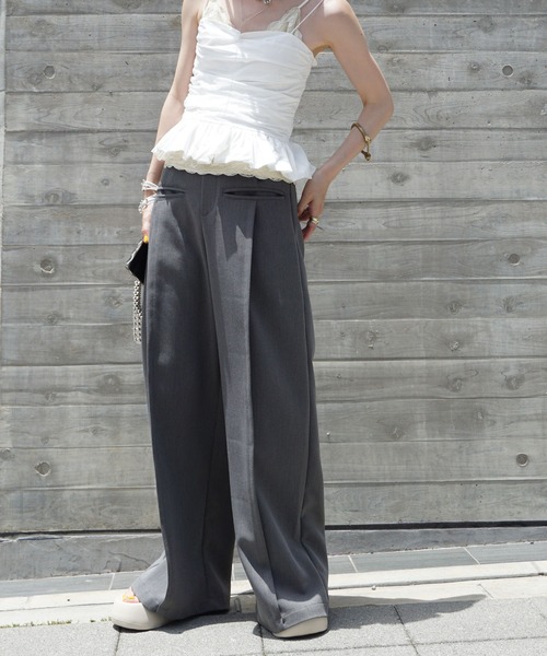 chuclla スラックス パンツ ワイドフレア ボリュームスラックス