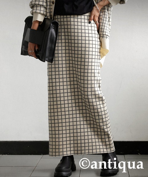antiqua（アンティカ） スカート チェック柄タイトニットスカート