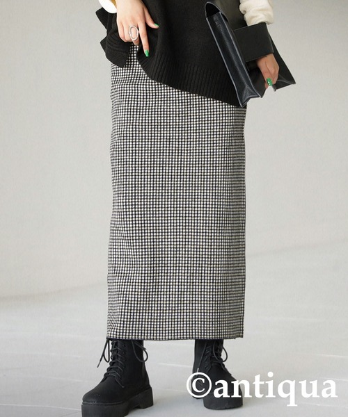 antiqua（アンティカ） スカート チェック柄タイトニットスカート