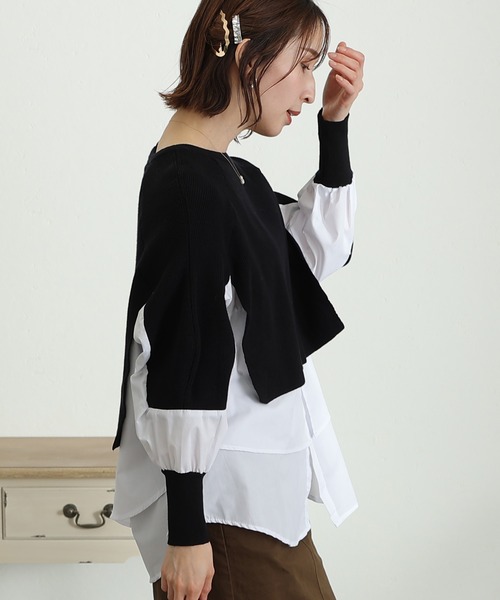 ニット セーター ブラウスドッキングリブニット レディース ElegChic ニット セーター ブラウスドッキングリブニット