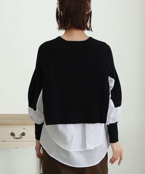 ニット セーター ブラウスドッキングリブニット レディース ElegChic ニット セーター ブラウスドッキングリブニット