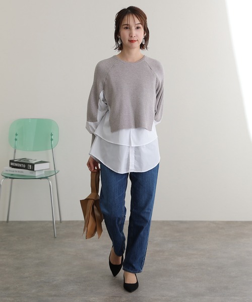 ニット セーター ブラウスドッキングリブニット レディース ElegChic ニット セーター ブラウスドッキングリブニット