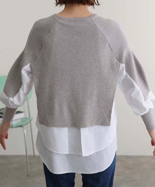 ニット セーター ブラウスドッキングリブニット レディース ElegChic ニット セーター ブラウスドッキングリブニット