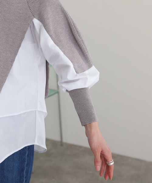 ニット セーター ブラウスドッキングリブニット レディース ElegChic ニット セーター ブラウスドッキングリブニット