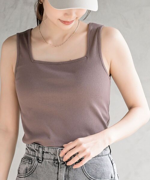 タンクトップ ノースリーブ 前後２ＷＡＹテレコタンクトップ レディース | r・p・s | 21