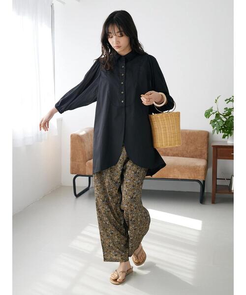23SS☆ダブスタ　ソブ　フレアチュニックブラウス　ブラック　ウォッシャブル 楽天市場】【クリアランスセール】 返品交換不可 サイドボタン