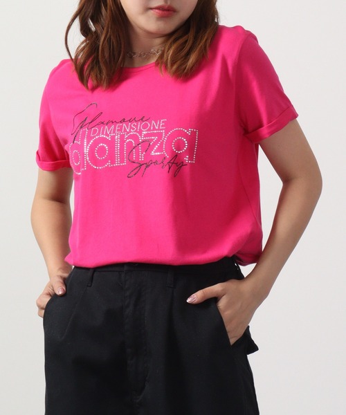 tシャツ DIMENSIONE danza ロゴラインストーンTシャツ レディース DIMENSIONE danza tシャツ ロゴラインストーンTシャツ
