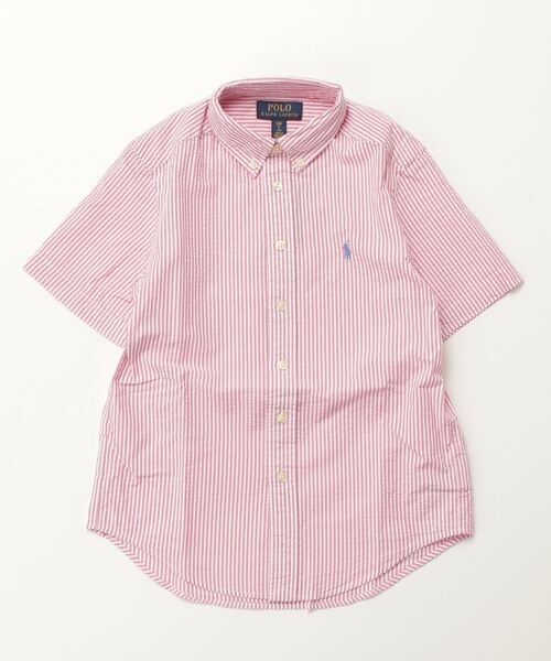 ラルフローレン シアサッカー ピンクストライプ シャツ XS ワンポイント刺繍 Polo Ralph Lauren Childrenswear ブラウス シャツ ストライプド