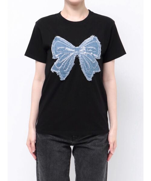 ジュエティ　jouetie ストライプ 半袖シャツ リボン付き jouetie（ジュエティ） tシャツ 半袖 リボンモチーフTシャツ